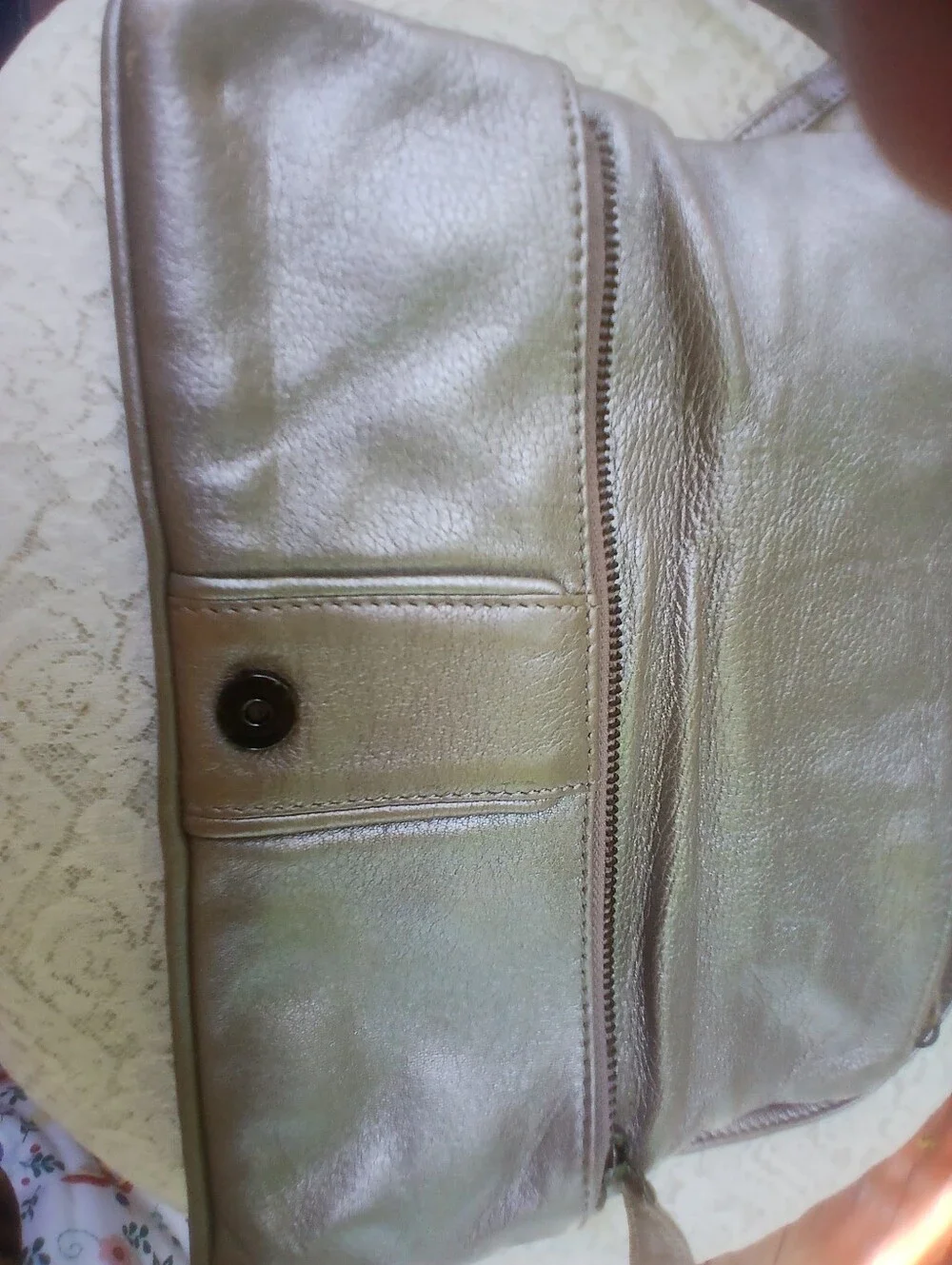 Latico Genuine Leather Metallic Taupe Crossbody Clutch Bag - Picture 10 of 11